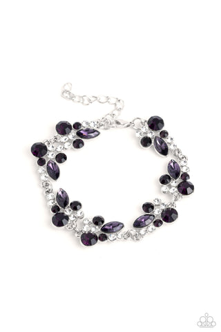 Poolside Perfection - Purple - Rhinestone Cluster Paparazzi Lobster Claw Bracelet