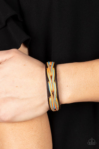 STRING-a-Ding-Ding - Orange - Leather Paparazzi Pull-Cord Bracelet