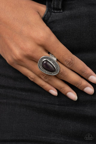 Downtown Desertscape - Black - Asymmetrical Stone Paparazzi Ring