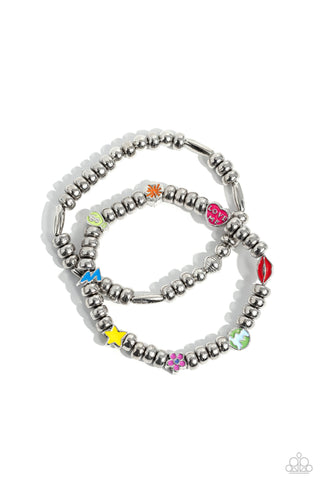 Charming Campaign - Multi - Charm Bead Paparazzi Stretchy Bracelet