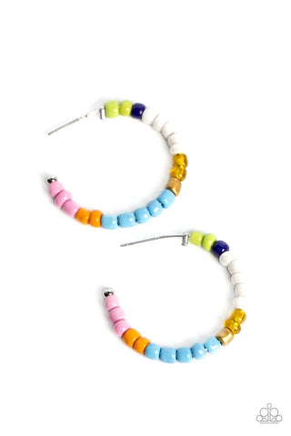 Multicolored Mambo - Multi - Blue Colorful Seed Bead Paparazzi Hoop Earrings