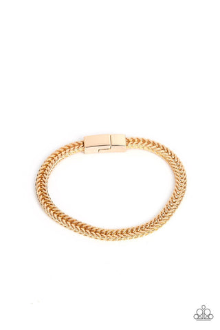 City Crusader - Gold - Angular Chain Paparazzi Magnetic Men's Bracelet