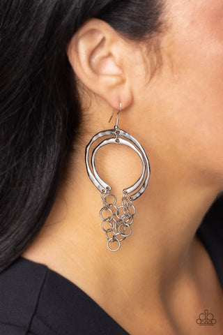 Don't Go CHAINg-ing - Silver - Chain Paparazzi Fishhook Earrings