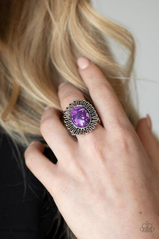 Anasazi Arbor - Purple - Marbled Stone Flower Paparazzi Ring