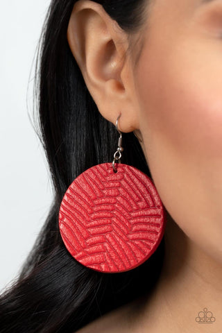 Leathery Loungewear - Red - Geometric Stamped Paparazzi Fishhook Earrings