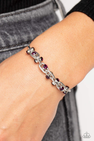 Intertwined Illusion - Purple - Rhinestone Studded Paparazzi Bolo Lariat Bracelet