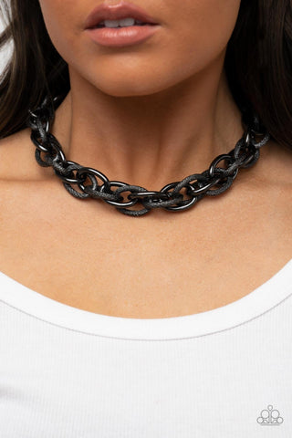 License to Chill - Black - Chunky Gunmetal Chain Paparazzi Short Necklace