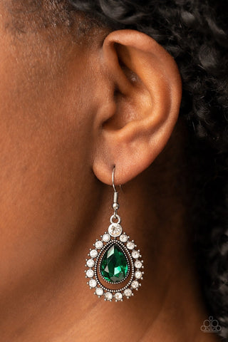 Divinely Duchess - Green - Teardrop Paparazzi Fishhook Earrings