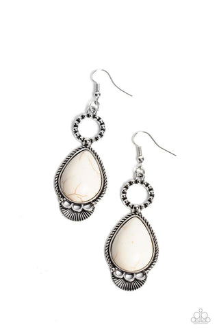 River Cruzin' - White - Teardrop Stone Paparazzi Fishhook Earrings