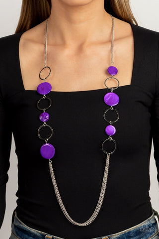 Beach Hub - Purple - Seashell Disc Paparazzi Long Necklace