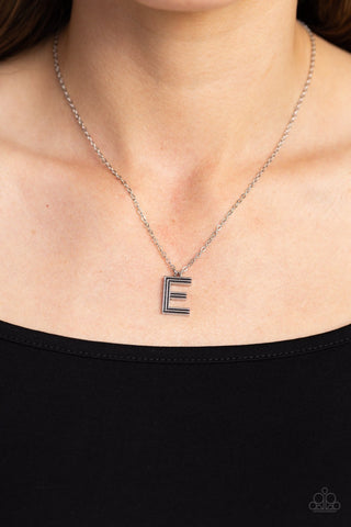 Leave Your Initials - Silver - Letter E Paparazzi Short Necklace