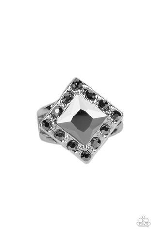 Transformational Twinkle - Silver - Diamond Hematite Gem Paparazzi Dainty Ring