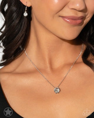 What a Gem - White - Rhinestone Solitaire Paparazzi Short Necklace
