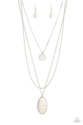 Perennial Phenomenon - White - Oval Stone Tiered Paparazzi Long Necklace