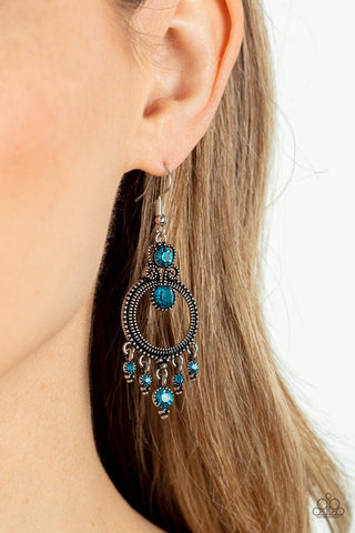 Palace Politics - Blue - Rhinestone Filigree Paparazzi Fishhook Earrings