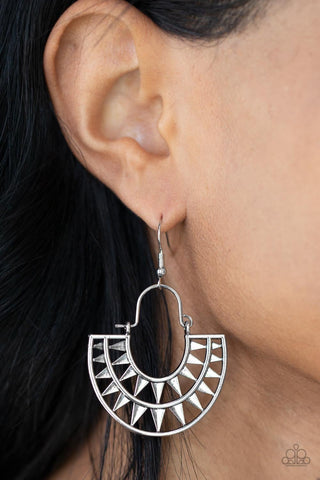 Solar Surge - Silver - Triangular Pattern Paparazzi Fishhook Earrings