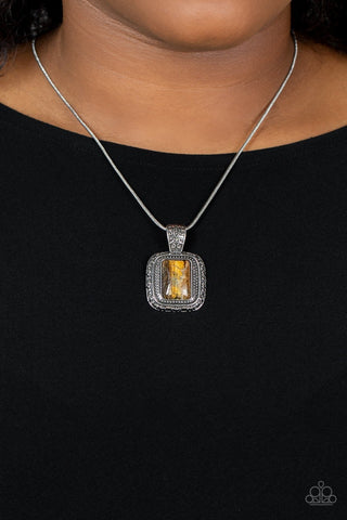 Right Hand TALISMAN - Brown - Rectangular Tiger's Eye Stone Paparazzi Short Necklace