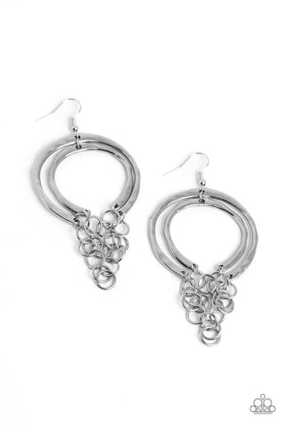 Don't Go CHAINg-ing - Silver - Chain Paparazzi Fishhook Earrings