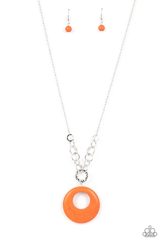 Hidden Dune - Orange - Stone Hoop Paparazzi Long Necklace