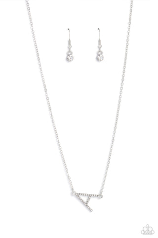 INITIALLY Yours - A - White Rhinestone Paparazzi Short Necklace