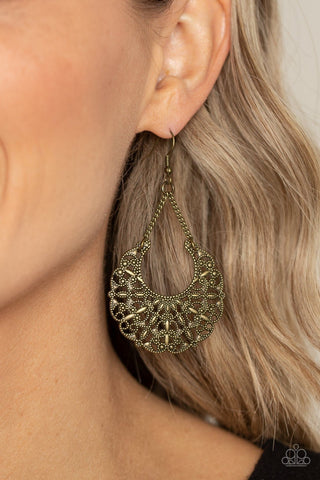 Country Cornucopia - Brass - Leafy Floral Paparazzi Fishhook Earrings