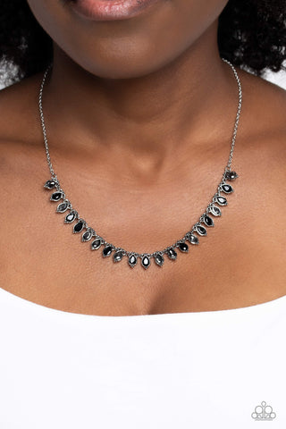 Fairy Light Fashion - Black - Teardrop Rhinestone Paparazzi Short Necklace