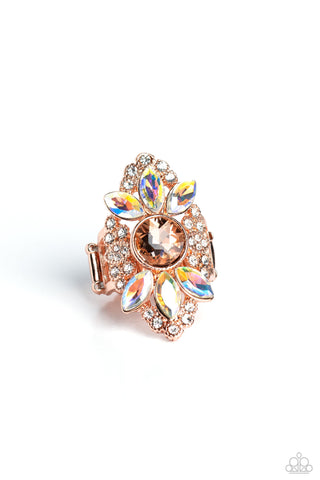 GLISTEN Here! - Copper - Peach and Iridescent Gem Paparazzi Ring