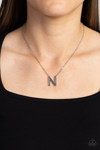 Leave Your Initials - Silver - Letter N Paparazzi Short Necklace