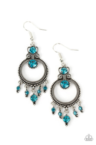 Palace Politics - Blue - Rhinestone Filigree Paparazzi Fishhook Earrings