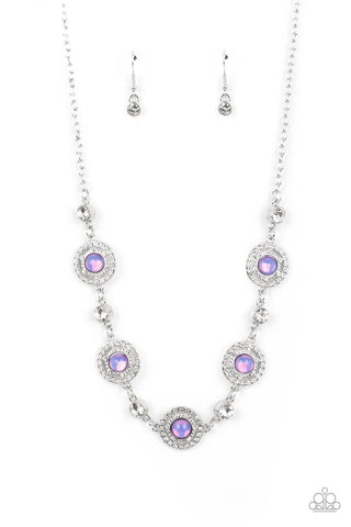 Summer Dream - Purple - Opalescent Bead Green Rhinestone Paparazzi Short Necklace - July 2023 Glimpses of Malibu