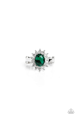 Red Carpet Reveal - Green - Oval-Cut Rhinestone Paparazzi Dainty Ring