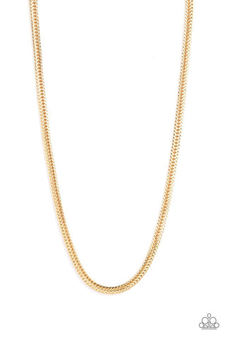 Downtown Defender - Gold - Angular Chain Paparazzi Men's Necklace