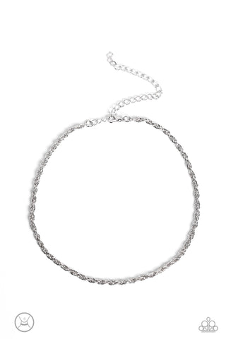 Glimmer of ROPE - Silver - Rope Chain Paparazzi Choker Necklace