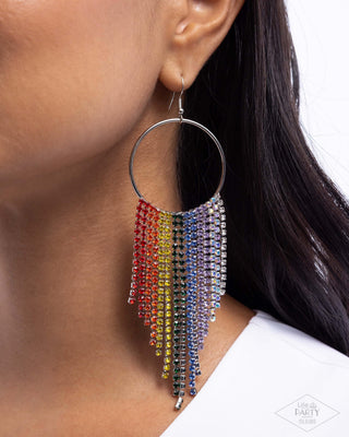 Streamlined Shimmer - Multi - Rainbow Rhinestone Paparazzi Fishhook Earrings - Pink Diamond Exclusive