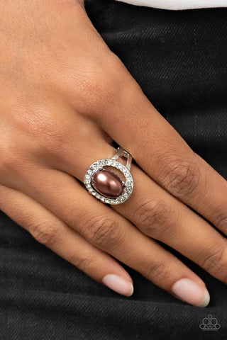 Seize the Shimmer - Brown - Oval Pearl Paparazzi Dainty Ring