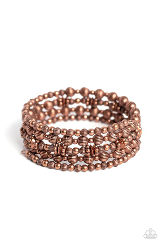 Striped Stack - Copper - Bead Paparazzi Coil Bracelet