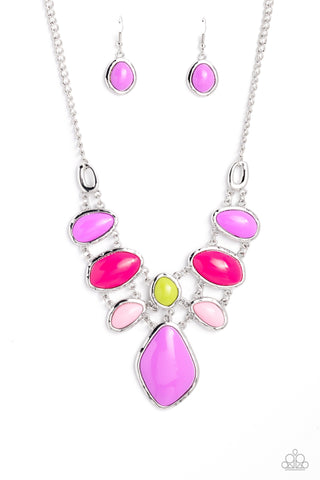 Dreamily Decked Out - Multi - Purple, Pink, Yellow Bead Paparazzi Short Necklace