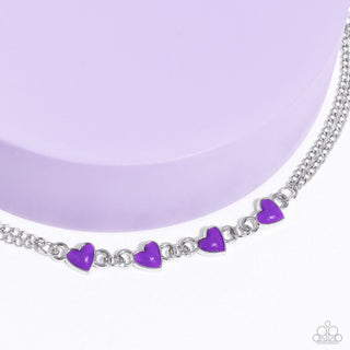 Smitten Sweethearts - Purple - Heart Bead Paparazzi Lobster Claw Bracelet