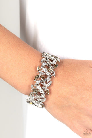 Feathered Finesse - Brown - Rhinestone Paparazzi Stretchy Bracelet