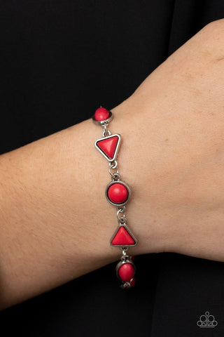 Quarry Quarrel - Red - Oval, Round, Triangle Stone Paparazzi Lobster Claw Bracelet