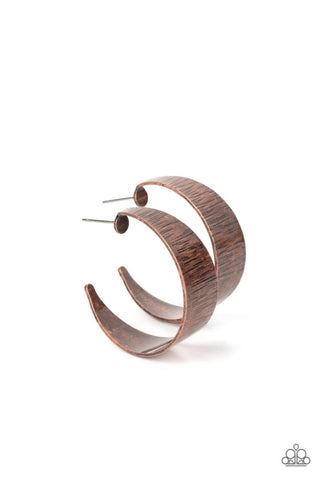 Lecture on Texture - Copper - Etched Paparazzi Hoop Earrings