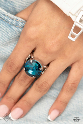 Pronged Powerhouse - Blue - Oversized Gem Paparazzi Ring - August 2023 Magnificent Musings