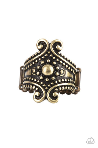 Artisan Artifice - Brass - Filigree Paparazzi Ring