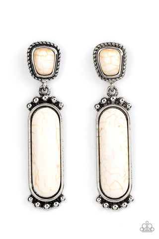 Southern Charm - White - Elongated Stone Paparazzi Post Earrings