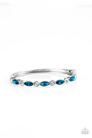 Petitely Powerhouse - Blue - Marquise Cut Rhinestone Paparazzi Hinge Bracelet