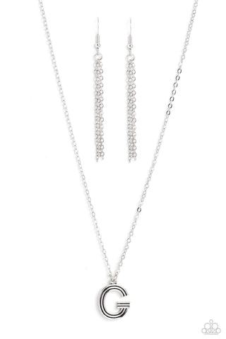 Leave Your Initials - Silver - Letter G Paparazzi Short Necklace