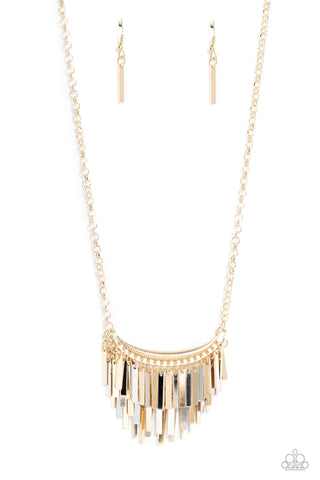 Cue the Chandelier - Multi - Mixed Metal Fringe Paparazzi Short Necklace