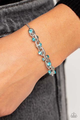 Intertwined Illusion - Blue - Rhinestone Studded Paparazzi Bolo Lariat Bracelet