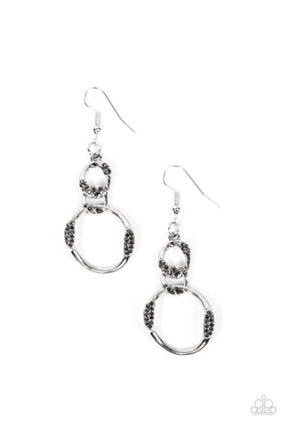 SELFIE-Made Woman - Silver - Hematite Gem Silver Chain Paparazzi Fishhook Earrings