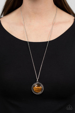 Sonoran Summer - Brown - Round Tiger's Eye Stone Paparazzi Necklace